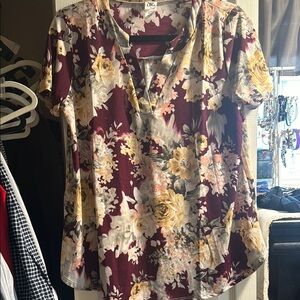 Floral Burgundy Women's Top-Sew In Love-M
